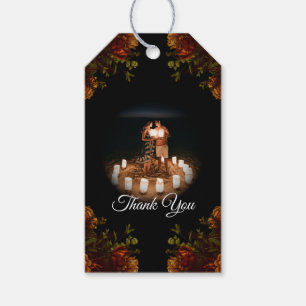 Rustic Orange Black Elegant Wedding Invitation Gift Tags