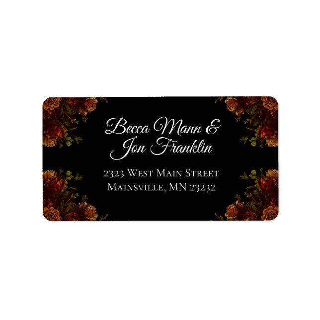 Rustic Orange Black Elegant Wedding Invitation Label (Front)