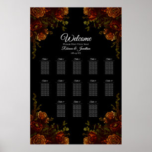 Rustic Orange Black Elegant Wedding Invitation Poster