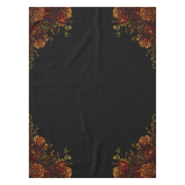 Rustic Orange Black Elegant Wedding Invitation Tablecloth (Front)