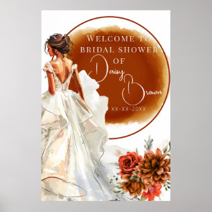 Rustic Orange Boho sunset Bridal Shower Poster
