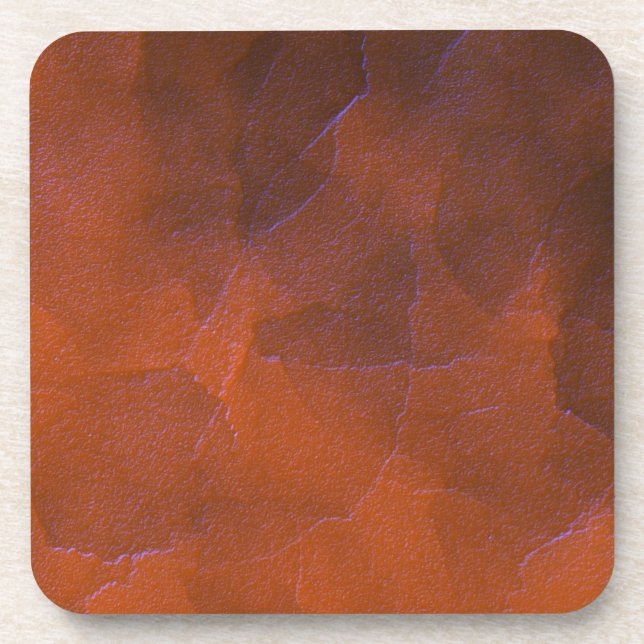 Rustic Orange Brown Blue Hightlights Abstract Art Coaster (Front)