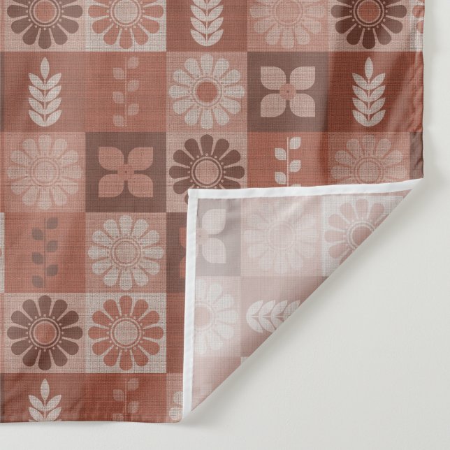 Rustic Orange Brown Burlap Flowers Leaves Tapestry (Detail)