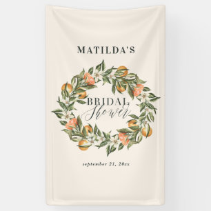 Rustic orange citrus botanical bridal shower party banner