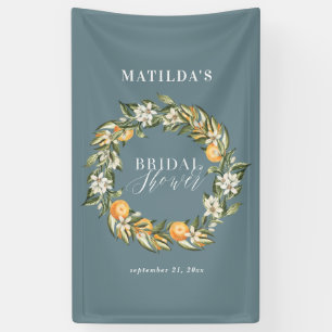 Rustic orange citrus botanical bridal shower party banner