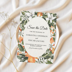 Rustic Orange Citrus Floral   Elegant Boho Save The Date