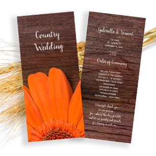 Rustic Orange Daisy Country Programme de mariage d