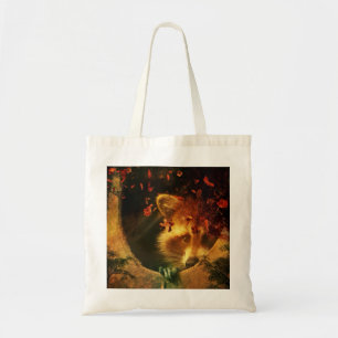 Rustic orange fall autumn leaves woodland raccoon tote bag