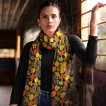 Rustic Orange Fall Leaves Black Background Pattern Scarf<br><div class="desc">Rustic Orange Fall Leaves Black Background Pattern Scarf</div>