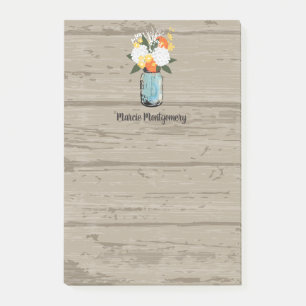 Rustic Orange Gerber Daisy Mason Jar Personalize Post-it Notes