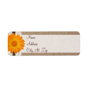 Rustic Orange Gerber Daisy Return Address Labels