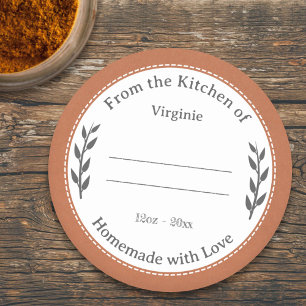 Rustic Orange Homemade with Love Label Sticker