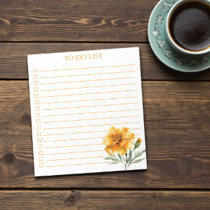 Rustic Orange Marigold To Do List Teacher Gift Notepad