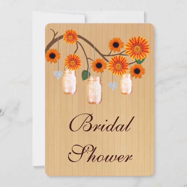 Rustic Orange Mason Jars Invitation de la douche n (Devant)