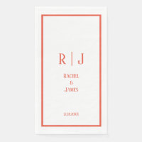 Rustic Orange Minimalist Monograms Elegant Wedding