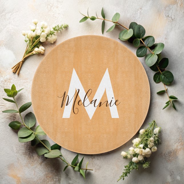 rustic orange monogram cutting board (Creator Uploaded)