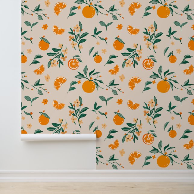 Rustic Orange Orchard Wallpaper (Application)