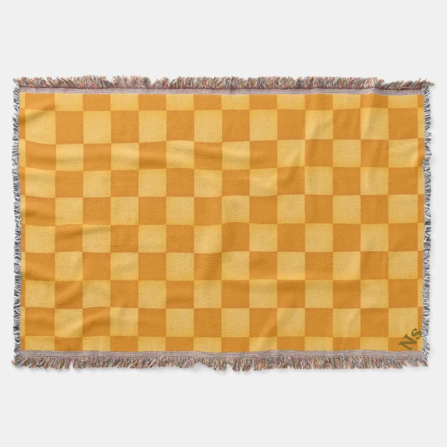 Rustic orange Plaid Throw Blanket  (Front)