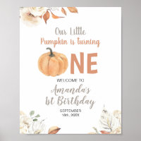 Rustic Orange Pumpkin 1st Birthday Welcome