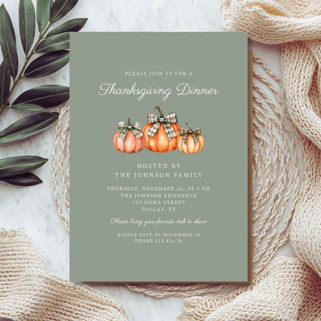 Rustic Orange Pumpkins Thanksgiving Dinner Invitation (Rustic Orange Pumpkins Thanksgiving Dinner Invitation)