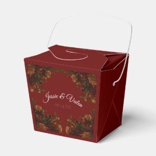 Rustic Orange Red Fall Elegant Gothic Wedding Favor Box