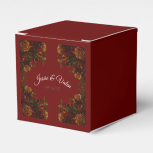 Rustic Orange Red Fall Elegant Gothic Wedding Favor Box