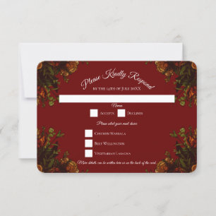 Rustic Orange Red Fall Elegant Gothic Wedding Invitation