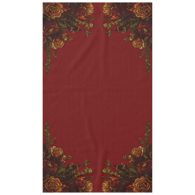 Rustic Orange Red Fall Elegant Gothic Wedding Tablecloth (Front)