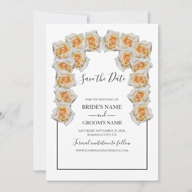 Rustic Orange Roses Wedding Save The Date (Front)