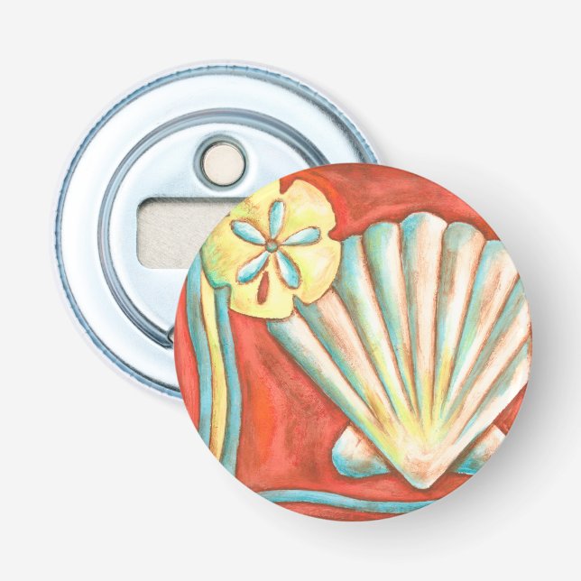 Rustic Orange Seashells Bottle Opener (Front)