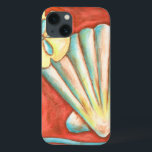 Rustic Orange Seashells iPhone 13 Case<br><div class="desc">Lay out on the warm sand and find the hidden treasures! This painting by Nancy Slocum captures the beautiful water life found ashore. It captures the a beautiful orange seashell,  an orange starfish,  and a vibrant blue sand dollar. Get your beautiful ocean art today on your next Zazzle product.</div>