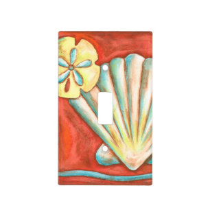 Rustic Orange Seashells Light Switch Cover