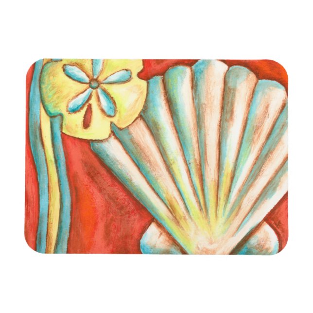 Rustic Orange Seashells Magnet (Horizontal)