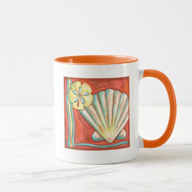 Rustic Orange Seashells Mug (Right)