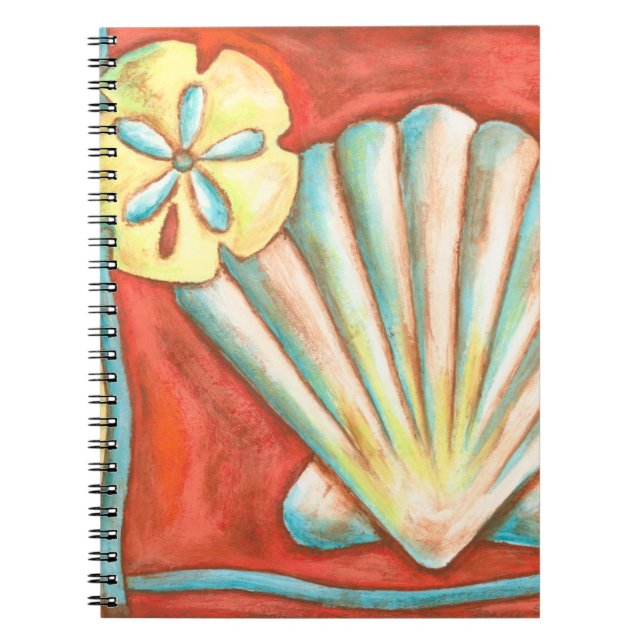 Rustic Orange Seashells Notebook (Front)