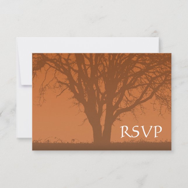 Rustic Orange Tree of Life Bar Mitzvah RSVP (Front)