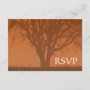 Rustic Orange Tree of Life Bar Mitzvah RSVP Card