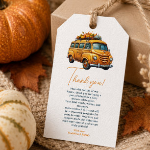 Rustic Orange Truck Little Pumpkin Baby Shower Gift Tags