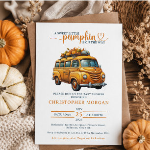 Rustic Orange Truck Little Pumpkin Baby Shower Invitation