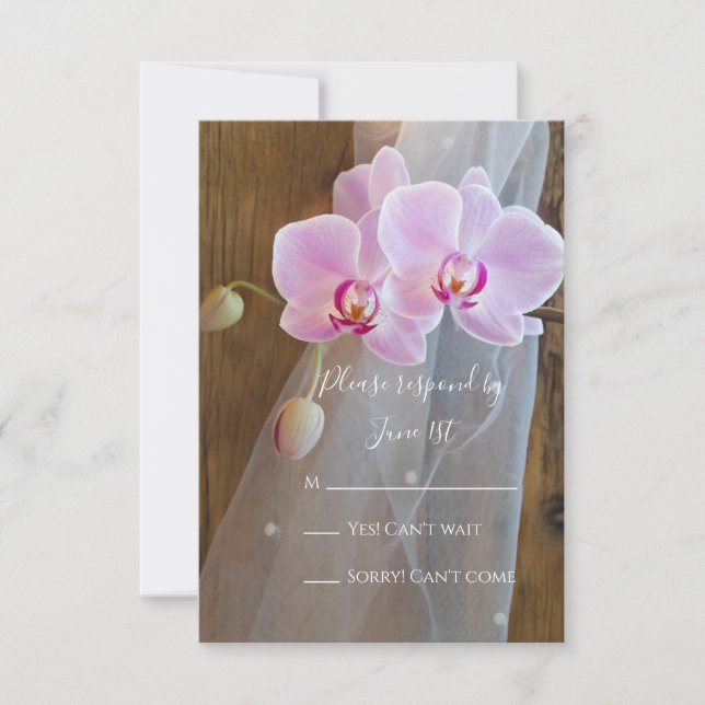 Rustic Orchid Elegance Country Barn Wedding RSVP (Front)