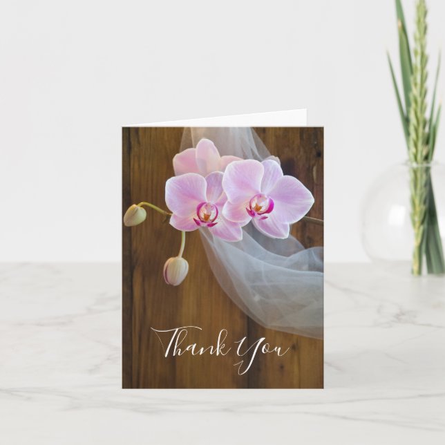 Rustic Orchid Elegance Country Wedding Thank You Card (Front)