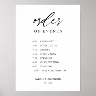 Rustic Order of Events Wedding Day Timeline Foam Poster