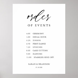Rustic Order of Events Wedding Day Timeline  Foam  Poster