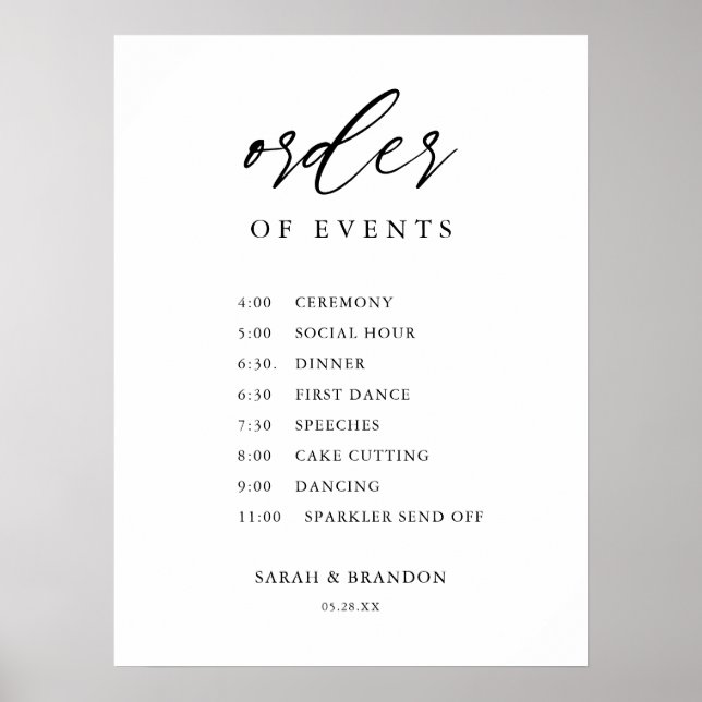 Rustic Order of Events Wedding Day Timeline  Foam  Poster (Front)