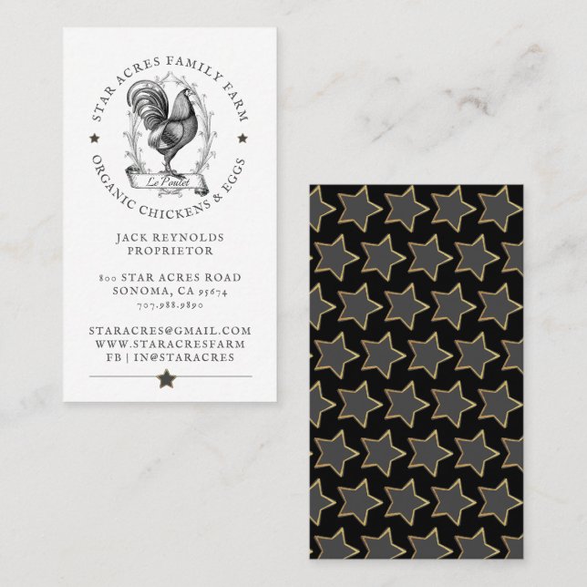Rustic Organic Chicken Fresh Organic Eggs Business Card (Front/Back)