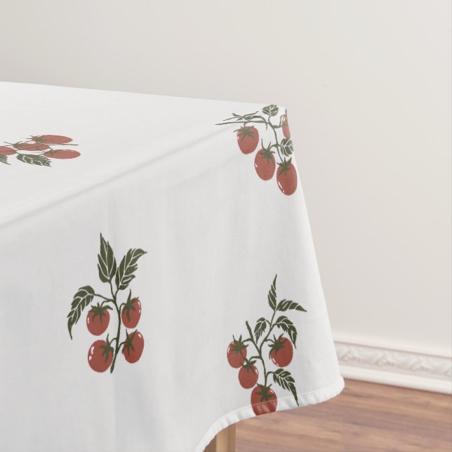 Rustic Organic Tomato Branch Botanical Terracotta Tablecloth (In Situ)