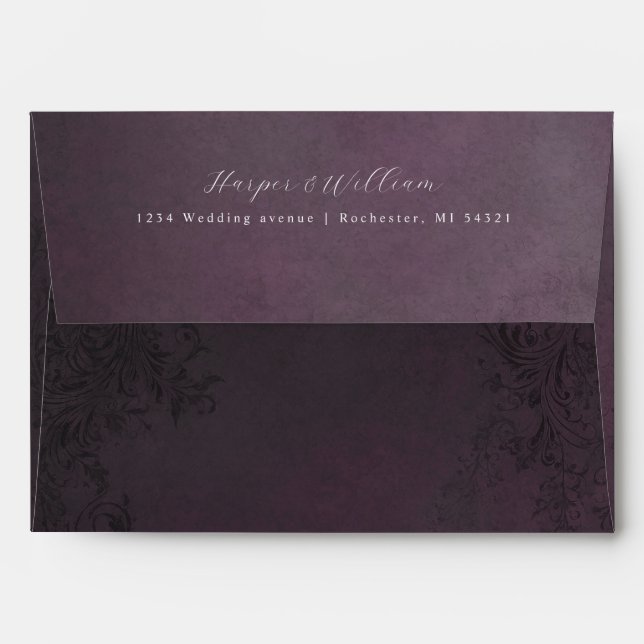 Rustic ornamental address wedding envelope (Back (Top Flap))