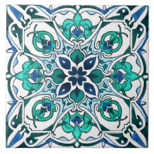 Rustic Ornate Green Pattern Tile