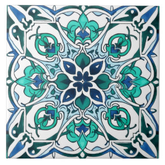 Rustic Ornate Green Pattern Tile