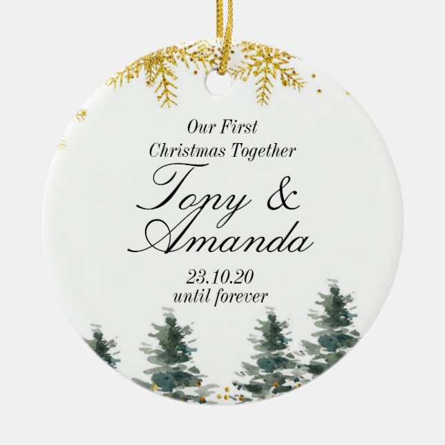 Rustic Our First Christmas Together Ornament (Front)